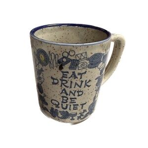 Otagiri Japanese Coffee Mug Eat Drink and Be Quiet Vintage